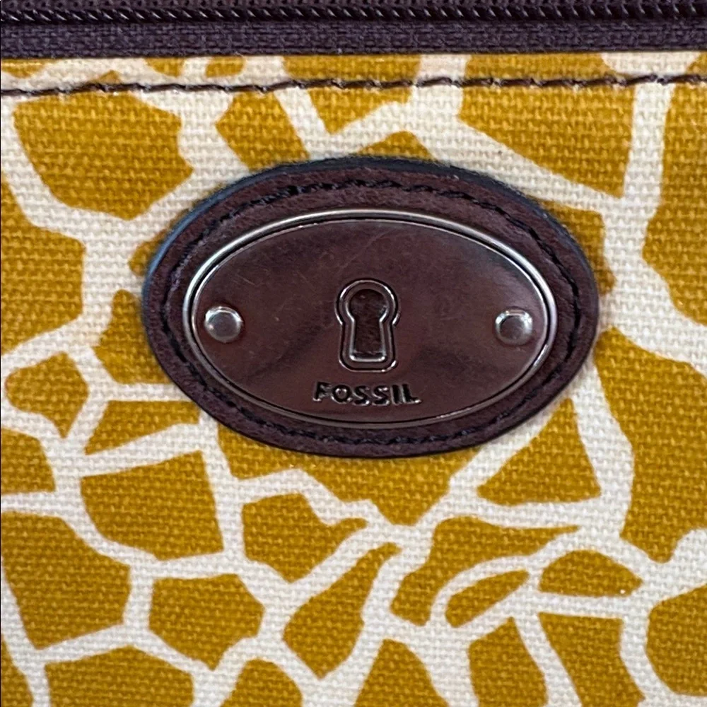 Fossil oil cloth mustard yellow zippered pouch